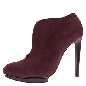 Pre Owned Alexander McQueen Burgundy Suede Ankle Boots Size 39