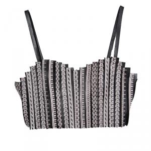 Alexander Wang Logo Printed Leather Strip Detail Bustier Crop Top S