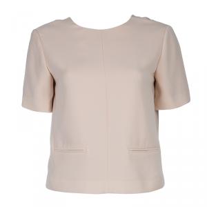 T By Alexander Wang Beige Welt Pocket Detail Short Sleeve Blouse S
