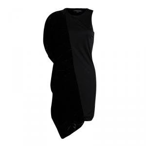 فستان أليكساندر وانغ قطيفة سوداء بنمط محروق غير متماثل M