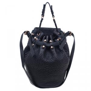 Alexander Wang Black Diego Textured Leather Bucket Bag