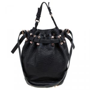 Alexander Wang Black Textured Leather Diego Bucket Bag