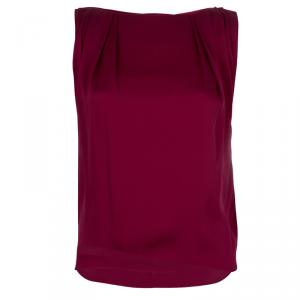 Alice + Olivia Burgundy Silk Pleated Sleeveless Top XS