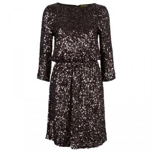 Pre Owned Alice + Olivia Preston Brown Sequin Dress S