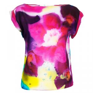 Pre Owned Alice + Olivia Sonya Watercolor Flower Print Top XS