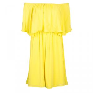 Pre Owned Alice + Olivia Shari Yellow Off-shoulder Dress XS