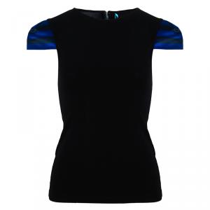 Pre Owned Alice + Olivia Black Cap Sleeve Top XS