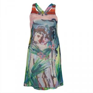 Alice + Olivia Multicolor Digital Print Cutout Back Detail Sleeveless Dress XS