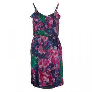 Alice + Olivia Multicolor Print Ruffle Detail Sleeveless Dress XS