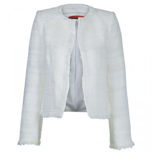 Alice + Olivia White Textured Boucle Jacket XS