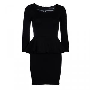 Alice + Olivia Amanda Black Long Sleeve Peplum Dress XS