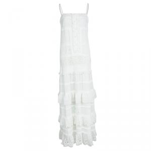 Alice By Temperley Off White Eyelet Embroidered Paneled Sleeveless Maxi Dress M