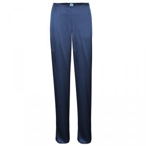 Pre Owned بنطلون أرماني كوليزوني أسود فحمي بأرجل عريضة M