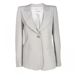 Pre Owned Armani Collezioni Grey Notched Collar Tailored Blazer M