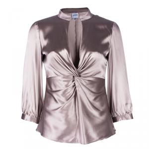 Pre Owned Armani Collezioni Beige Silk Top S