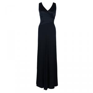 Pre Owned Armani Collezioni Black Sleeveless Silk Gown L