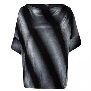 Pre Owned توب أرماني كوليزيوني كم قصير فضي وأسود L