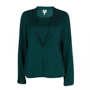 Pre Owned بلوزة أرماني كوليزوني تصميم البليزر خضراء بأكمام طويلة مقاس L