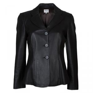 Pre Owned Armani Collezioni Brown Leather Jacket M