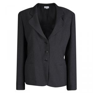 Pre Owned Armani Collezioni Grey Textured Notched Collar Blazer XL