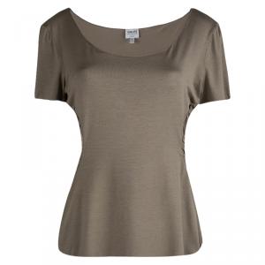 مملوكة مسبقًا توب أرماني كوليزيوني أخضر زيتوني مكشكش XL