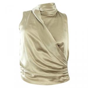 مملوكة مسبقًا Armani Collezioni Beige Silk Wrap Top S