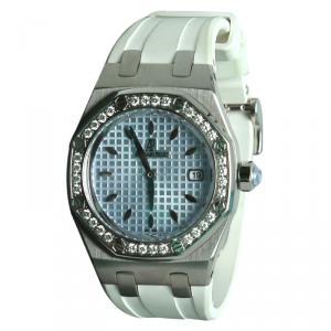 Audemars Piguet Silver Stainless Steel Diamond Royal Oak Women's Wristwatch 33MM