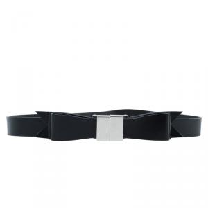 Balenciaga Black Leather Multi Bow Waist Belt Size 80 CM