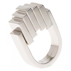 Balenciaga Squares Silver Tone Ring Size 56