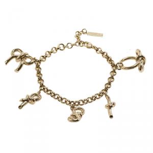 مملوكة مسبقًا Balenciaga Bow Charms Gold Tone Bracelet