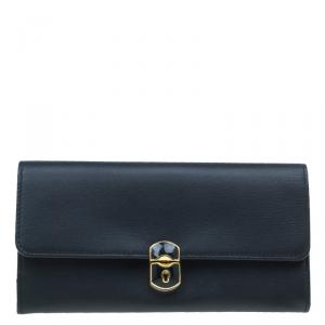 مملوكة مسبقًا Balenciaga Black Leather Padlock Flap Wallet 