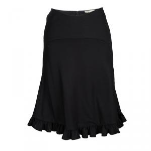 Balenciaga Black Wool Ruffle Bottom Skirt S