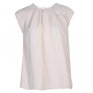 Pre Owned Balenciaga Blush Pink Ruched Neck Top M