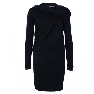 Pre Owned Balenciaga Black Shoulder Draped Dress S