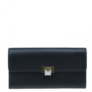 مملوكة مسبقًا Balenciaga Black Leather Le dix Money Continental Flap Wallet 