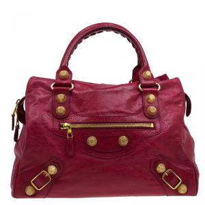Pre Owned Balenciaga Red Leather Giant 21 Velo Satchel