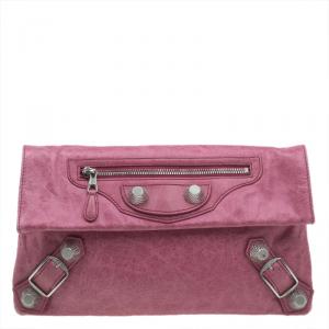 مملوكة مسبقًا Balenciaga Fuchsia Leather Giant 12 Envelope Clutch