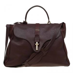 Pre Owned Balenciaga Brown Leather Tube Clasp Top Handle Bag