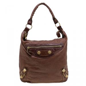 Balenciaga Brown Leather Classic Day Giant 21 Gold Hardware Hobo