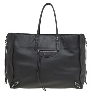 مملوكة مسبقًا حقيبة يد بالنسياغا سحاب جانبي بابيه A4 جلد رصاصية داكنة