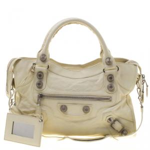 Pre Owned Balenciaga Cream Leather Classic City GSH Tote