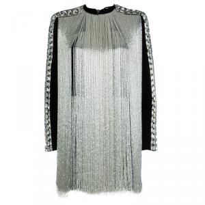 Pre Owned Balmain Velvet Beaded Dress S