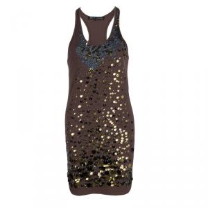 Barbara Bui Brown Cotton Embellished Tank Dress S