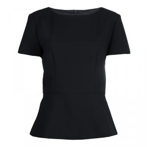 Pre Owned Boss by Hugo Boss Black Iparela Peplum Top L