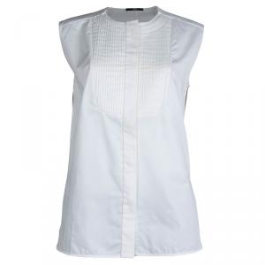 Pre Owned Boss by Hugo Boss White Cotton Sleeveless Blouse M