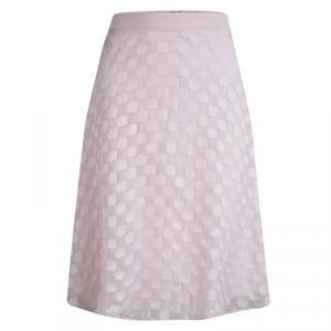Pre Owned Boss By Hugo Boss Baby Pink Chiffon Jacquard Vuna Skirt L