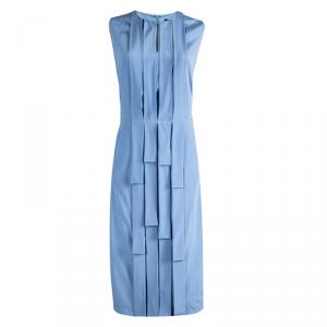 Pre Owned Boss By Hugo Boss Powder Blue Silk Panel Detail Sleeveless Disali Dress L