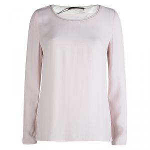 Pre Owned Boss By Hugo Boss Baby Pink Long Sleeve Imorela Top M