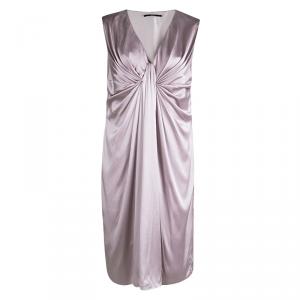 Pre Owned Boss By Hugo Boss Pale Purple Silk Draped Sleeveless Doresa Dress M