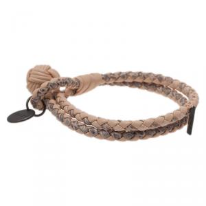 Pre Owned Bottega Veneta Intrecciato Nappa Pink Leather Bracelet